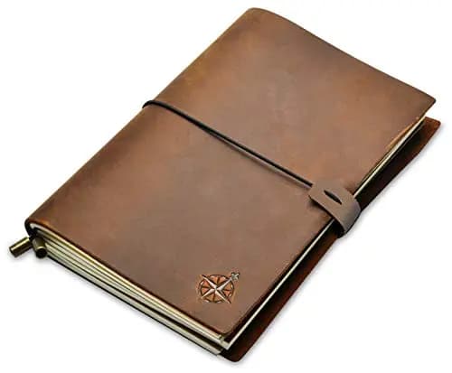 Wanderings Cuaderno de Viaje Rellenable | Libreta de Cuero Perfecto para Escritura, Poesía, como Diario | Insertos en Blanco | | 21x14 cm (A5)