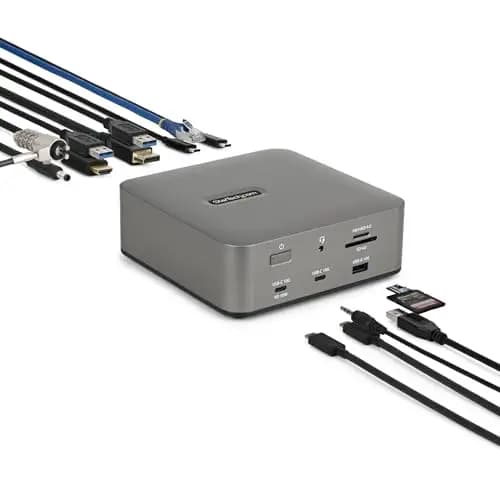 StarTech Docking Station Universal Thunderbolt 5-8K 60Hz Doble - 4K Triple para Windows - hasta 6k 60Hz Doble para Mac - Docking Station TB5 y USB4 120Gbps - PD 140W - 30W de Móvil - USB 10Gbps