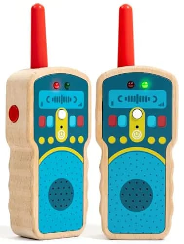 Nene Toys Walkie Talkies de Madera para Niños – Radios Reales de 2 Vías, Alcance 500 m – Push-to-Talk, Canal Único – Haya FSC®, Seguro y Duradero – Juego Interior/Exterior – Idea Regalo 2–8 Años