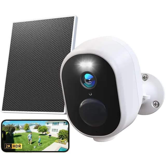 GNCC 4MP Camara Vigilancia WiFi Exterior Solar, 5200mAh Batería Recargable, 2.4/5 GHz WiFi Seguridad Camara de Vigilancia sin Cables, PIR Sirena, Visión Nocturna Color, Audio Bidirecciona, IP65