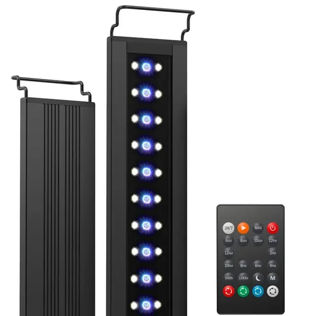 NICREW C10 24/7 Luz Acuario 43-60 cm, Luz Acuario LED con Espectro Completo y Temporizador, Pantalla LED Acuario con Brillo Ajustable, 13 W