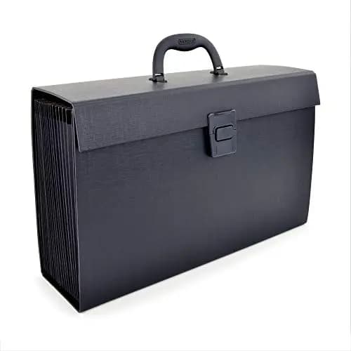 Rapesco 1555 Maletín Organizador Expandible tipo Acordeón, 19 Compartimientos, A4+, Negro