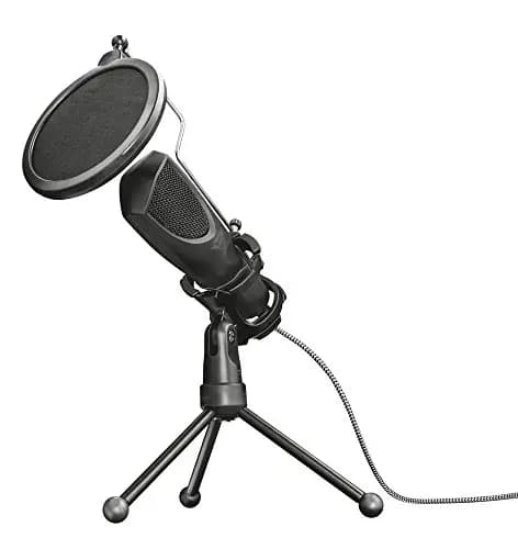 GXTrust 232 Mantis Micrófono USB con Trípode y Filtro Pop, Micro para Streaming, Grabar, Podcast, Vlog, PC, Ordenador, Portátil, PS4, PS5 – Negro