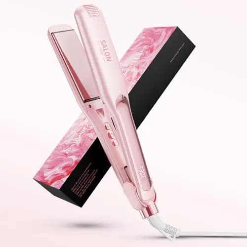 Dekuri planchas del pelo, plancha de pelo de 42 mm, plancha de cerámica sin fricción a base de agua para un cabello sedoso y suave, planchas de pelo profesional para mujeres, 120°C-230°C-Rosa pastel
