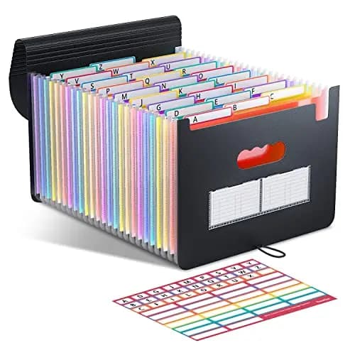 ThinkTex 26 Bolsillos Carpeta Clasificadora, A4 Carpetas Archivadoras Expandible, Portátil Acordeón Clasificador Documentos, Carpeta Separadores Archivador para Oficina, Escuela