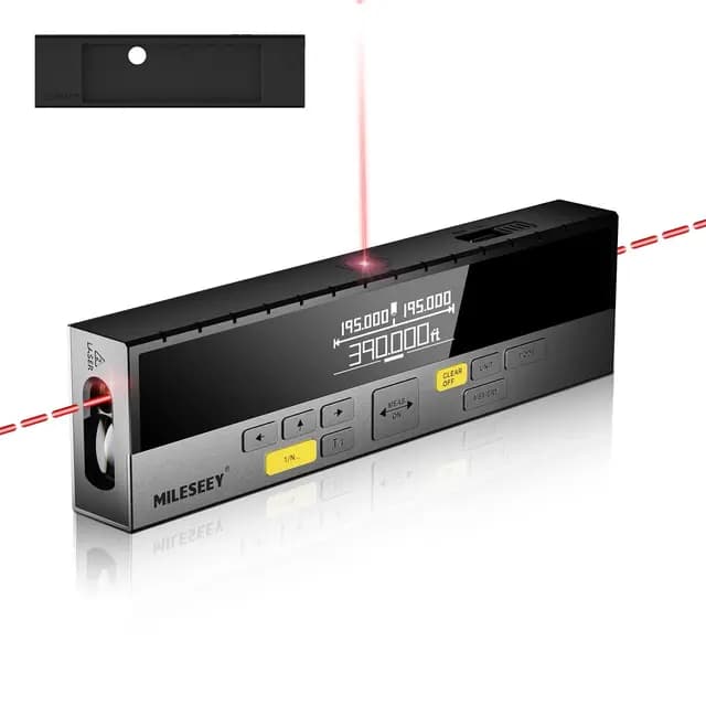 MiLESEEY DP20 Pro Medidor Láser de Doble Haz, Telémetro Recargable de 120m con Referencia Láser Central y App, Pantalla Retroiluminada de Segunda Generación con Unidades en Pies/Pulgadas/Metros