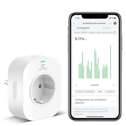 Enchufe Inteligente Alexa, Enchufe Wi-Fi Medidor Consumo, Tomada Inteligente Programable con Temporizador, Control Remoto por APP&Voz, Compatible con Alexa, Google Home y SmartThings, 16A 3680W, 1Pack