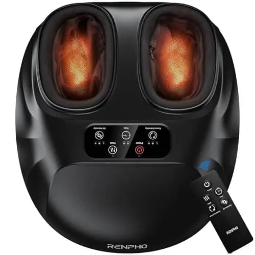 RENPHO Masajeador de pies con sistema de calor y control remoto, masajeador de pies shiatsu con varios niveles de calor y masaje por amasamiento y presión, alivio la músculos fatigados