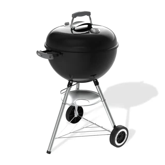 Weber Original Kettle Parrilla de carbón/Tapa y Cuba de Acero esmaltado en Porcelana, Área de cocción: Ø 47 cm, Sistema de Limpieza One-Touch, termómetro en la Tapa, Trípode con Ruedas, Negro
