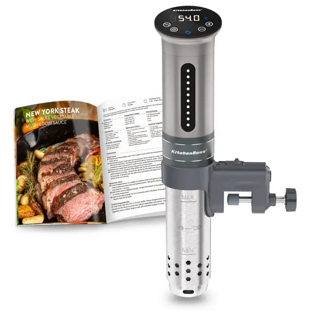 KitchenBoss Sous Vide Roner Cocina Baja Temperatura 1100W Inmersión a Prueba de Agua IPX7 Circuladores Control de Temperatura de Precisión