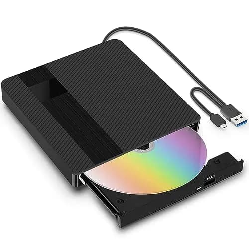 Grabadora de Reproductor DVD Externa USB3.0 Tipo C Lector CD Externo Portátil Unidad de CD Externa Plug and Play Externa Drive para PC, Portátil, Mac OS, Windows 11/10/8/7/XP, Linux