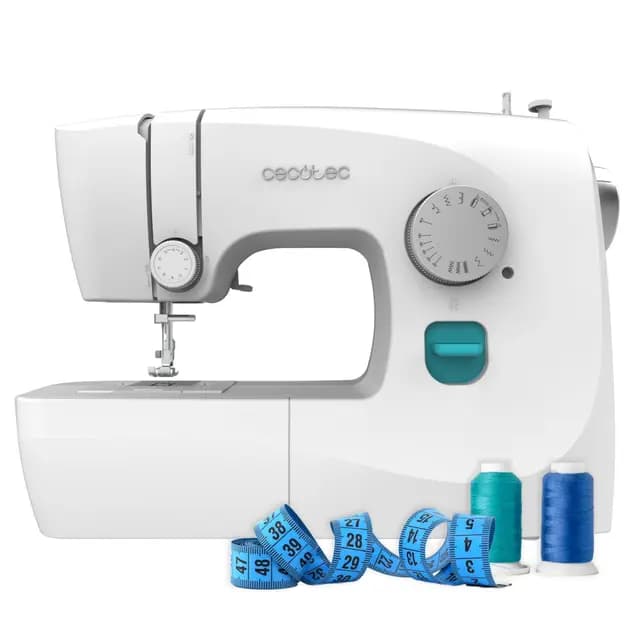 Cecotec Máquina de Coser para Principiantes BelleCouture 1500 Elite. 15 Puntadas, Ojal Manual en 4 tiempos, Ojalador Regulable, Tensión del Hilo Ajustable y Kit de Accesorios