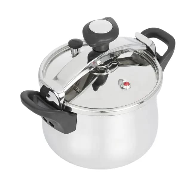 JATA HOGAR OPC8 - Olla Express a Presión Rápida de 8 litros de acero inoxidable. 3 sistemas de seguridad. Apta para todo tipo de cocinas, incluida inducción. Súper rápida. Fácil uso