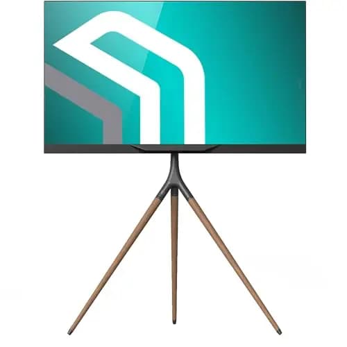 ONKRON Soporte TV Pie 32-65 Pulgadas, Base para TV Carga hasta 35 kg, Soporte Television con VESA 100x100-400x400 mm, Pie Television Universal con Altura Ajustable y Patas de Madera, Negro TS1220-B