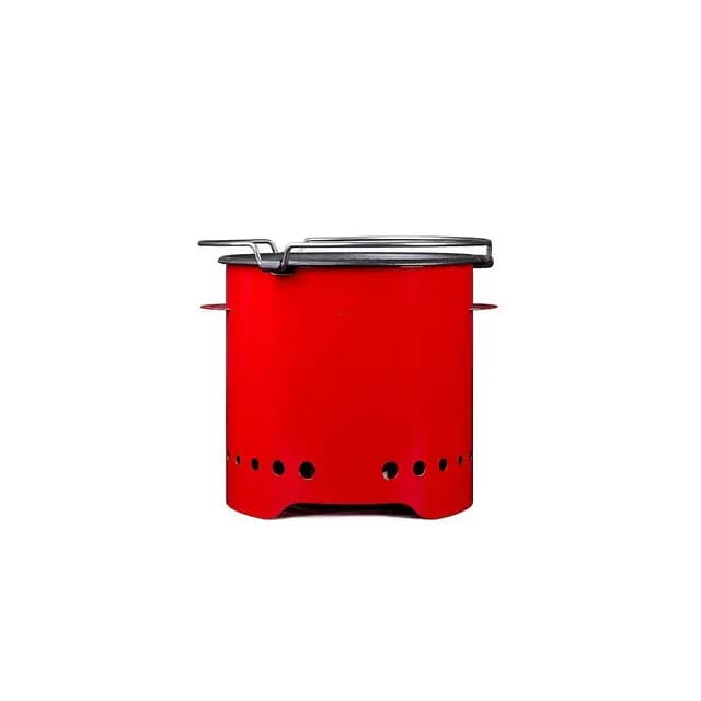 Eco Fire – Barbacoa portátil de pellets "Eco" Mini con placa de hierro fundido, color rojo
