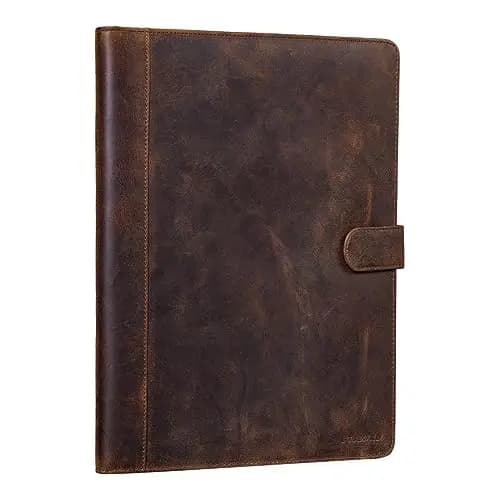 STILORD Lennoxus Portafolio Cuero para Documentos A4 Organizador Maletin Portadocumentos Carpeta de Conferencias 12,9 Pulgadas de Piel Color:obsidiana Negro