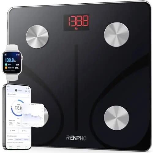 RENPHO Bascula de Baño Digital, Bascula Grasa Corporal y Muscular con App, Bascula Inteligente para Fitness, 13 Monitores de Composición Corporal Peso IMC Muscular, Elis 1