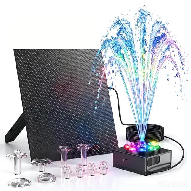 Forever Speed Fuente solar LED 6 W, fuente solar para estanque, jardín, baño de pájaros, bomba de agua solar, altura máxima 98 L/H 35 cm