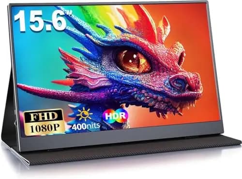 Monitor Portatil, 15.6 Pulgadas Pantalla Portatil, IPS 1080P FHD Portable Monitor con Mini HDMI/USB-C, para Computadora Portátil, PS5, Xbox, Teléfono
