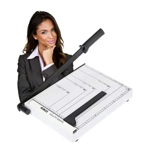 Ediesi, Guillotina de Papel, Cizalla, A4, Cortador de Papel, Profesional, Manual, Máxima Precisión, con Imán para una Sujeción Mejorada, 4 Colores Disponibles (Blanco)