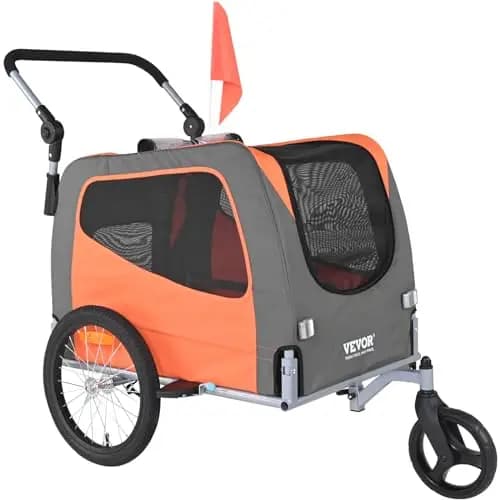 VEVOR Remolque para Perros 2 en 1 de Acero al Carbono + Tela Oxford 600D + PP Plegable Remolque Bicicleta para Perros