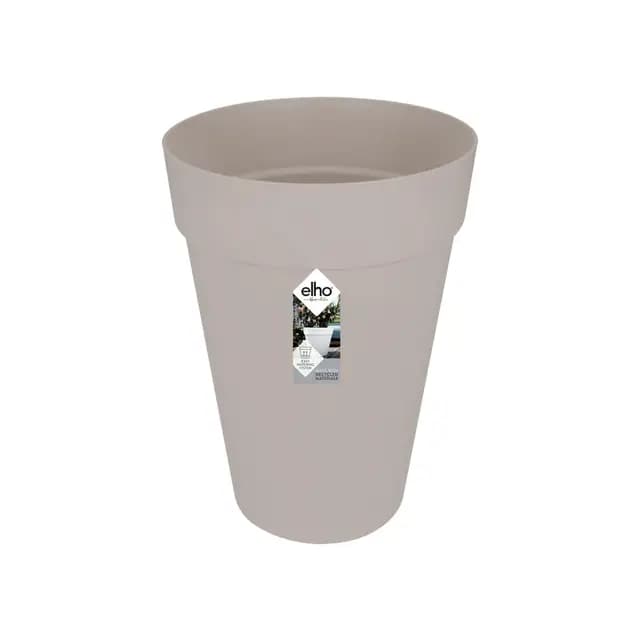 Elho Loft Urban Round High 35 - Macetero por Exterior - 100% Plástico Reciclado - Ø 33.5 x H 45.3 cm - Gris/Warm Grey