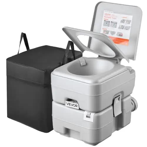 VEVOR Inodoro Portátil con Descarga de Agua con Tanque de Desechos de 20 L, Aprox. 120 Descargas, Inodoro Portátil para Camping Carga de 150 kg para Uso Doméstico, Viaje en Autocaravana, Senderismo