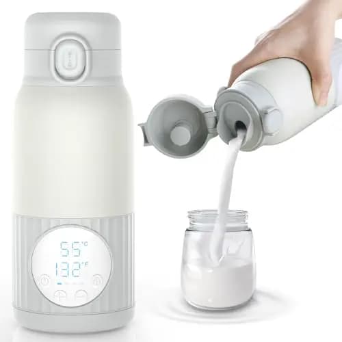Calentador de biberones portátil para bebé batería de 380 ml para leche materna agua 10000 mAh calentamiento rápido control de temperatura preciso 100W larga duración de la batería (Gris Verde)
