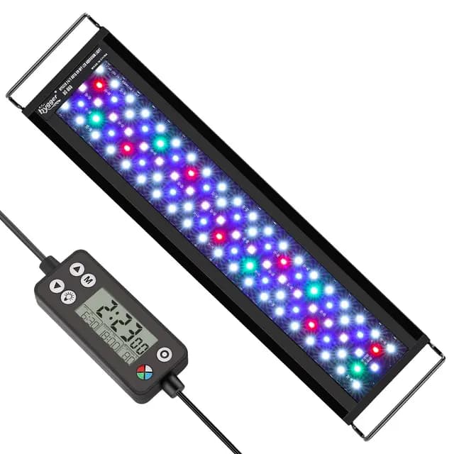 Hygger Luz Acuario,Luz Acuario Plantado,36W 24/7 Ciclo de Iluminación Luz LED Acuario con Espectro Completo con Monitor LCD, 7 Colores,Temporizador Ajustable,3 Modos para Tanque de 91-106cm