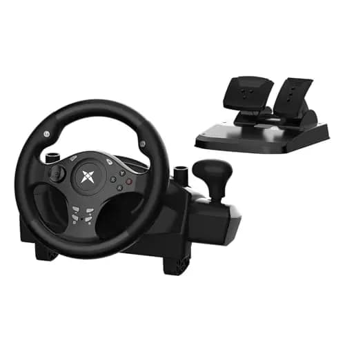 NBCP Volante de Carreras con Pedales, Volante PC para Juegos con Force Feedback y Palancas de cambio, Rotación de Volante 270° para PS4/PC/XBOX ONE/XBOX Series X/S/PS3/Switch/Android