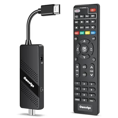 Decodificador TDT HD 2026 OWERSLYN, Receptor DVB-T2 TDT para TV Antigua, HDMI CEC, 1080P H.265 HEVC 10-bit, con Salida HDMI/AV, USB Mediaplayer, función PVR y Mando a Distancia IR 2 en 1