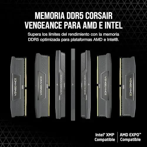 CORSAIR Vengeance DDR5 RAM 16GB (1x16GB) hasta 6000MHz CL36-44-44-96 1.35V AMD Expo Intel XMP 3.0 Memoria de Ordenador de Sobremesa – Gris (CMK16GX5M1E6000Z36)