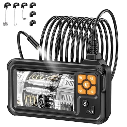 Lightswim - Boroscopio Digital Industrial HD 1080P, cámara de inspección endoscópica IPS de 4.3 Pulgadas con alcantarillado de Serpiente Impermeable IP67 de Mano con 8 Luces LED, Cable semirrígido de