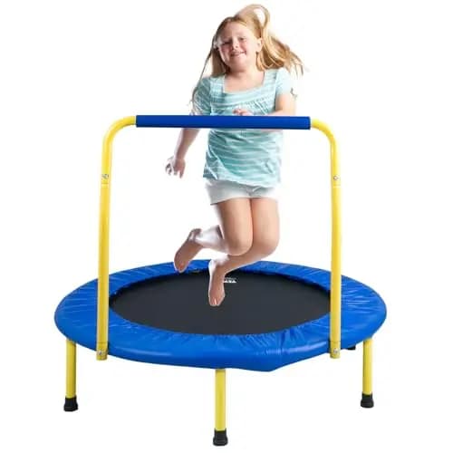 VEVOR Trampolín Plegable para Niños - Cama Elástica Interior y Exterior 92 cm con Mango de Espuma - Ejercicios Recreativos - Regalo de Cumpleaños para Más de 3 Años