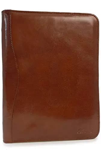 Ashwood - Portacuaderno de Piel - Carpeta Portadocumentos A4 con Cremallera - Portafolio de Viaje para Hombre - A4 Folder - Castaño Marrón