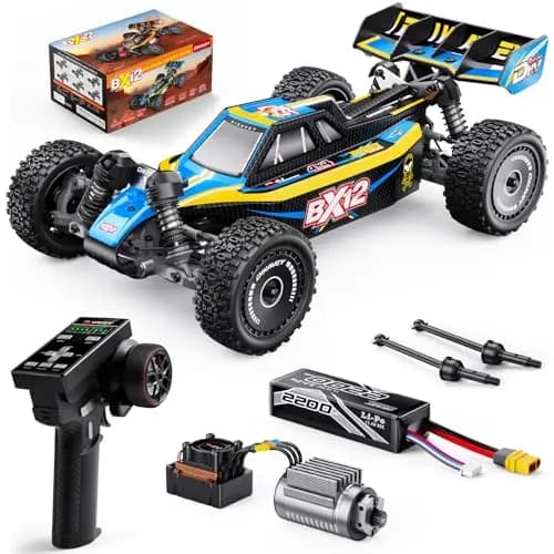 1/12 coches RC sin escobillas para adultos, Max 50 MPH rápido RC Buggy, coche de control remoto todoterreno de alta velocidad, camión RC todoterreno de afición, camiones 4x4 con batería 3S