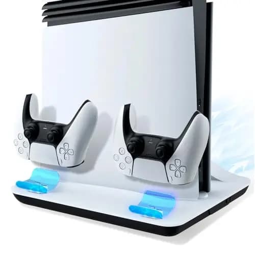 Soporte para PS5 Pro/Slim, luces LED, estación de refrigeración con carga dual