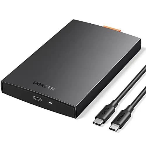 UGREEN Carcasa Disco Duro 2,5" USB C con UASP 6Gbps, Caja 2.5 SSD HDD SATA I/II/III de 7mm 9,5mm, 10TB MAX, Compatible con TV, Macbook Pro 2021, XPS 15 con Cable