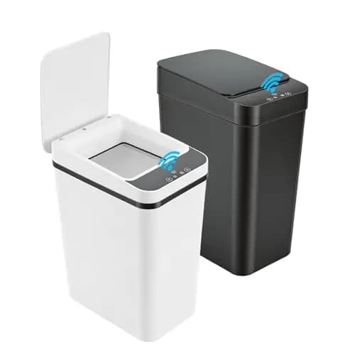 Cubo de Basura Automático con Sensor 12L, Set de 2 Papelera Inteligente con Tapa Automática Silenciosa e Impermeable, Sin Contacto para Baño, Cocina, Oficina, Dormitorio