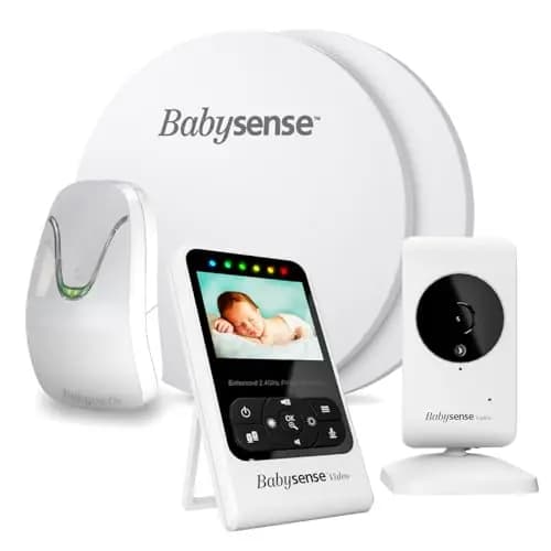 Babysense Monitor para Bebés con Alertas de Respiración en Tiempo Real, Notificaciones de Irregularidad, Certificación Médica Monitor sin Contacto, Cobertura Completa con 2 Sensores