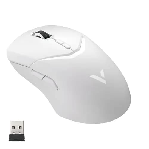 Rapoo VT9Pro Ratón Gaming Inalámbrico, Sensor Paw 3398, 26000 dpi, 1 ms Respuesta, Súper Ligero, hasta 160 Horas de Batería, 10 Botones Programables, Memoría Integrada, Blanco