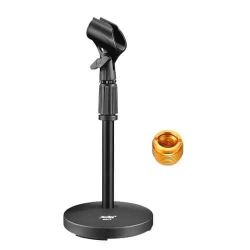 Moukey Soporte para Micrófono de escritorio con Clip de Micrófono y Adaptador Macho de 5/8 pulgadas a 3/8 pulgadas hembra para Blue Yeti Snowball Sparks y SM57 SM58 SM86 SM87