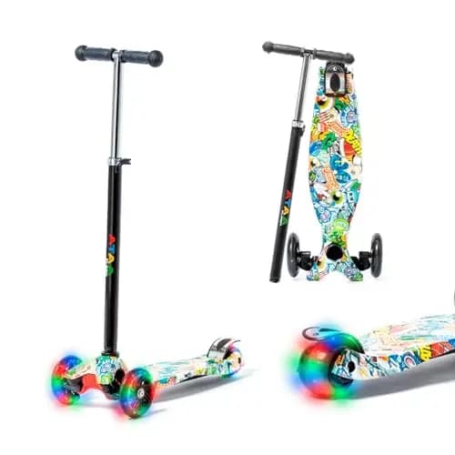 Patinete de 3 Ruedas ATAA Flash -Patinete para niños de 3 Ruedas, Patinete Infantil con Luces, Patinete de 3 Ruedas con Manillar Ajustable, Giro por Gravedad, Patinete de 2 a 9 años