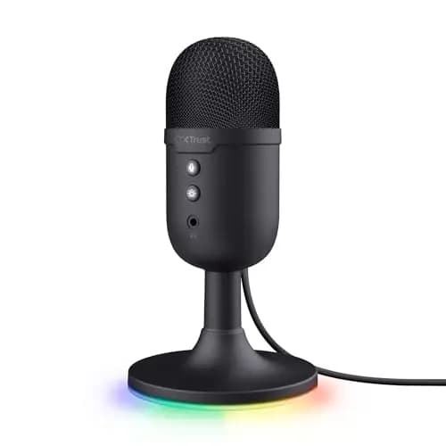 GXTrust 236 Yami Micrófono PC USB para Streaming Podcast Twitch Discord ASMR Youtube PlayStation 5 Juegos, Micrófono de Condensador Cardioide, Micro con Iluminación LED RGB - Negro