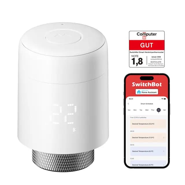 SwitchBot Termostato Inteligente para Radiador, Bluetooth, Control por App y Temporizador, bajo Consumo, fácil instalación, Compatible con Alexa, Apple Home y Google Home (Requiere SwitchBot Hub)