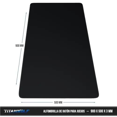 TITANWOLF – Alfombrilla Gaming XXL para ratón 900x500 – Mouse Pad - Precisión y Velocidad - Parte Inferior de Goma para una sujeción Estable - Antideslizante, Resistente al Agua – Motivo Negro
