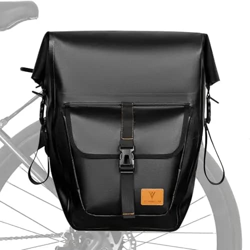 ENJOHOS Alforja para Portabultos Trasero de Bicicleta 20-35L Alforja Trasera Bolsa Portaequipajes Bici de Viaje con Cierre Enrollable Resistente al Agua Bandolera con 1 Correa para el Hombro, Negro