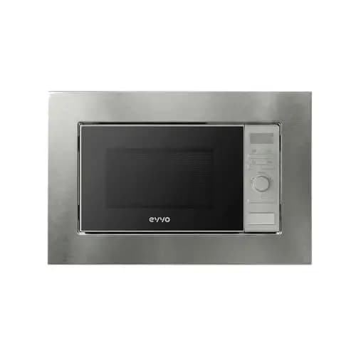 EVVO Microondas Integrable Mi30 Inox - 21 Litros, Horno Microondas Función Grill, Display Digital, Bloqueo Infantil y Temporizador de 60 Minutos, Negro