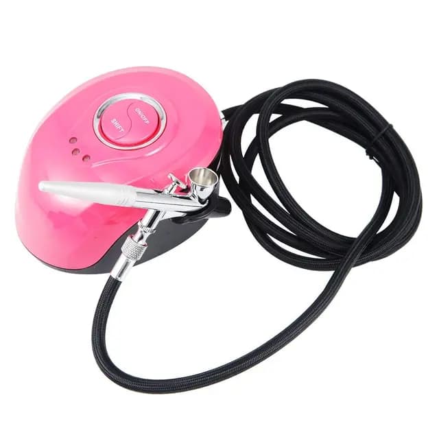 CYBERNOVA Mini Conjunto de compresor de aerógrafo Kit de aerógrafo de Pistola de pulverización de Doble acción para Maquillaje, decoración de Pasteles, Manualidades, Pintura de uñas, Arte (Rojo)