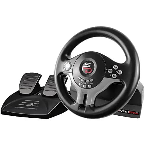 Subsonic - Volante Superdrive SV250 - Volante de Carreras con Pedales y Levas en el Volante. Rotación de 180° y Vibraciones. Para Switch 2 / Switch, PS4, Xbox Series X/S, Xbox One y PC - Negro